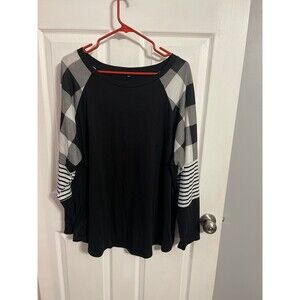 Women’s Plus Size Long Sleeve Black Plaid Tunic Size 3X New Without Tags